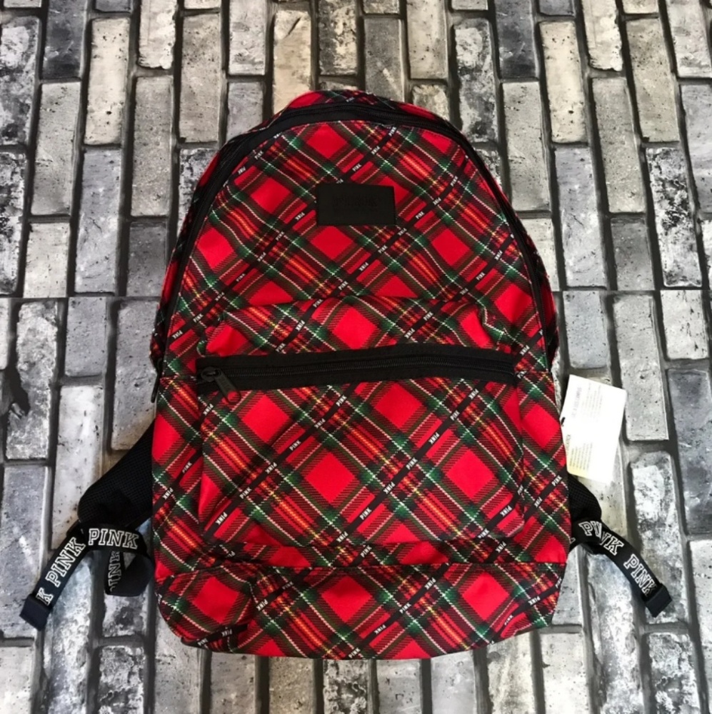 PINK Campus Plaid Backpack